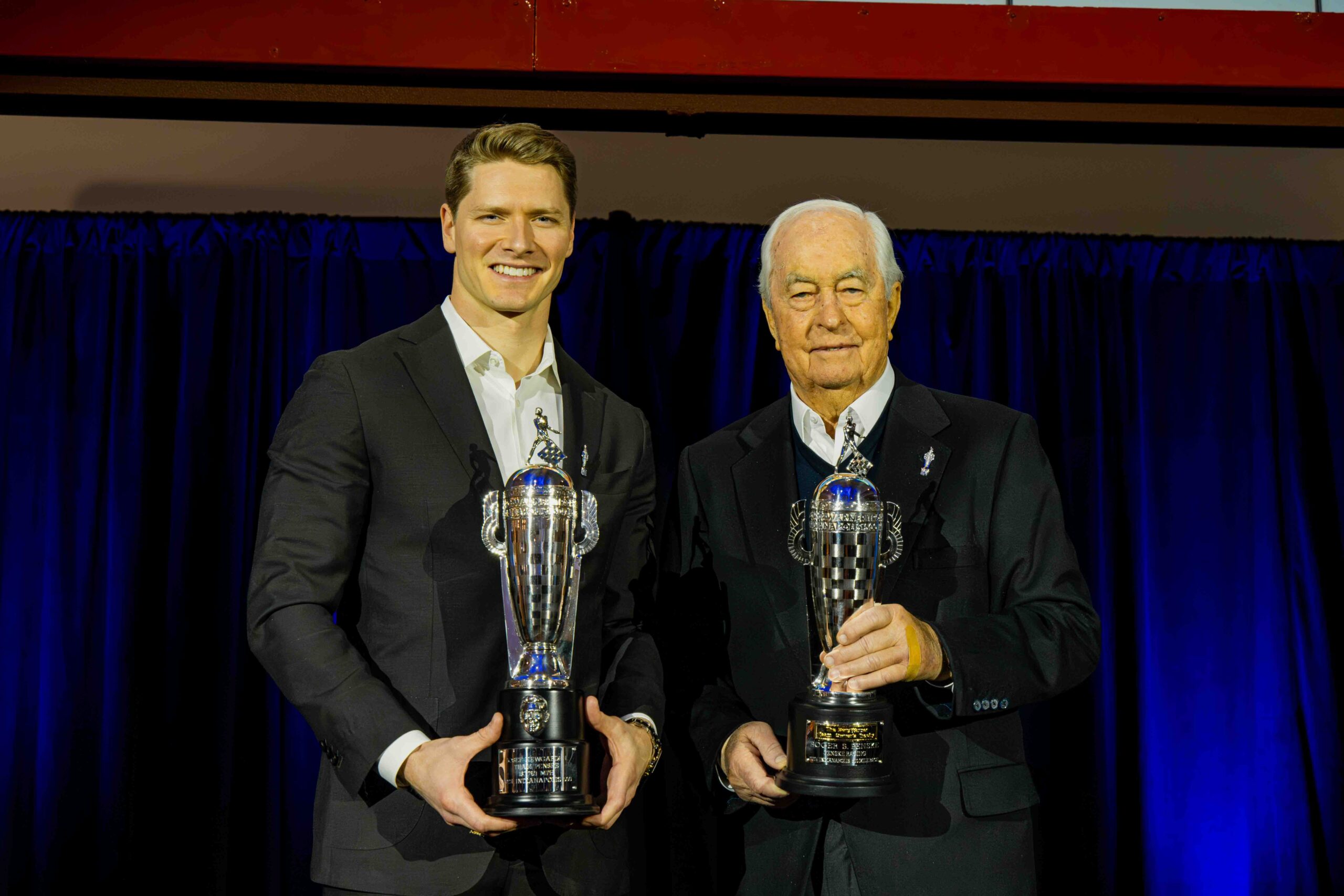 Roger Penske and Josef Newgarden Baby Borg Awards Ceremony