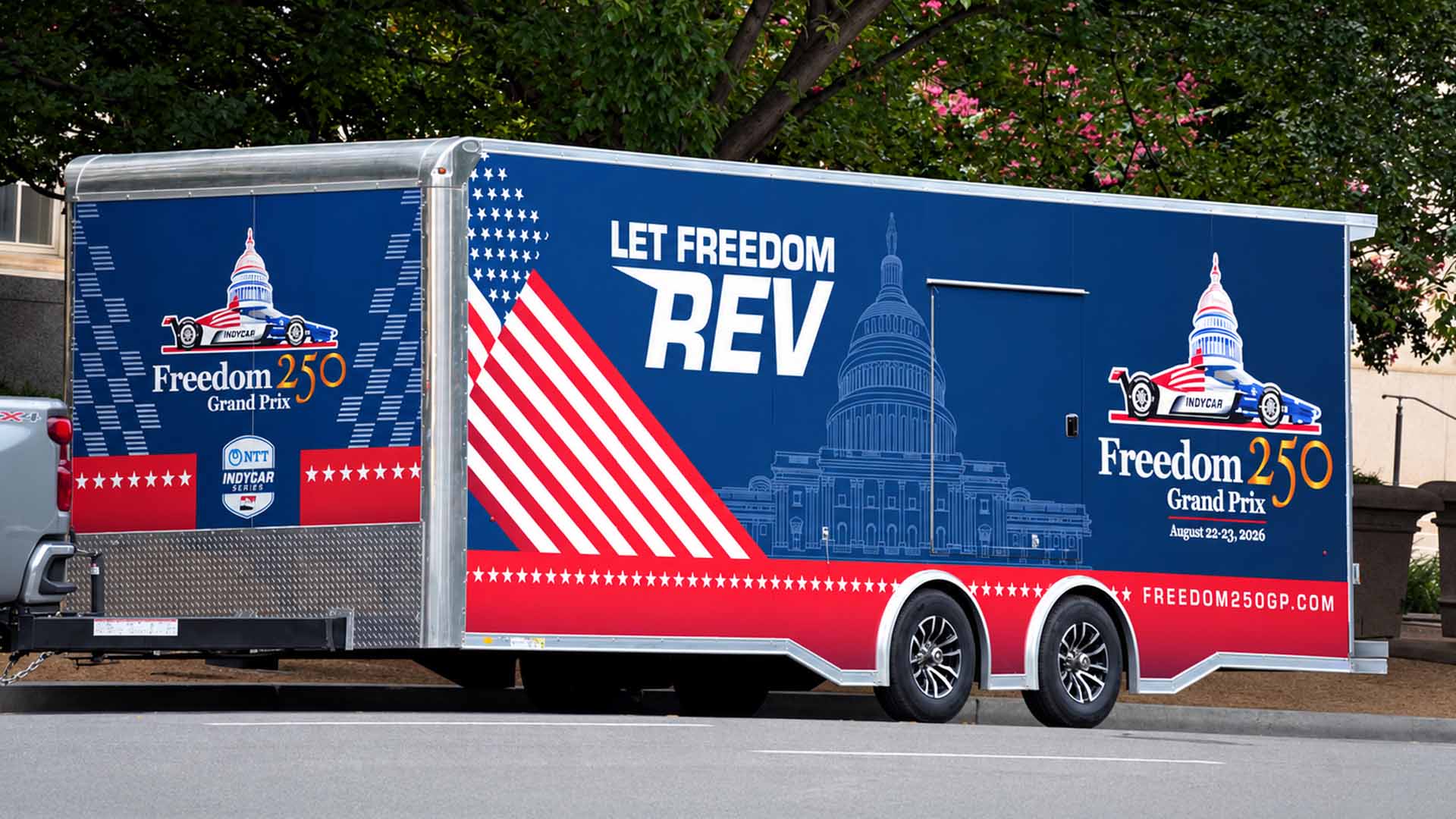 Freedom 250 Grand Prix trailer wrap